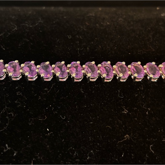 14.55CTS-Amethyst Tennis Bracelet-SS - Picture 1 of 6